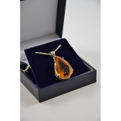 616 - Silver & citrine necklace