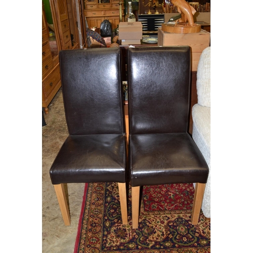 878 - Pair of high backed leatherette dining chairs