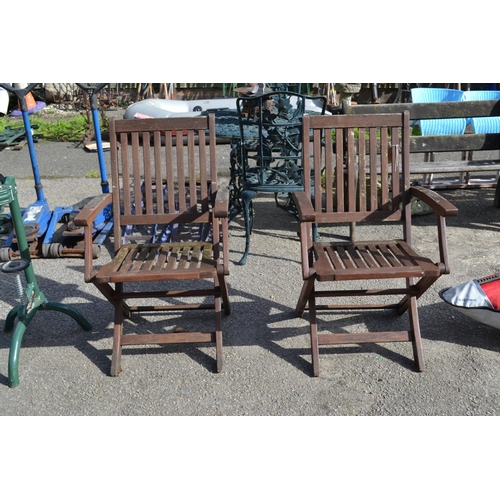 187 - Pair of teak garden chairs