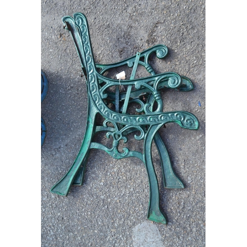 191 - Pair of metal green bench ends