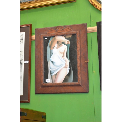 232 - Print of a nude in an art deco frame. Frame size h55cm x w45cm