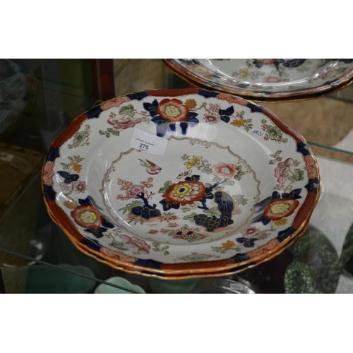 275 - Pair of floral Masons plates (chips to rim)