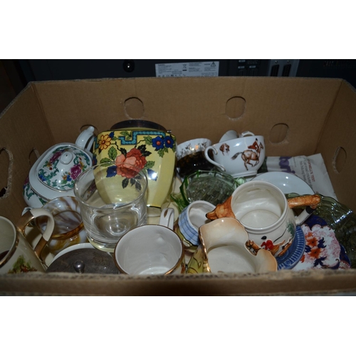 376 - Box of ceramics & glassware