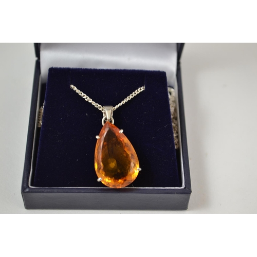 616 - Silver & citrine necklace