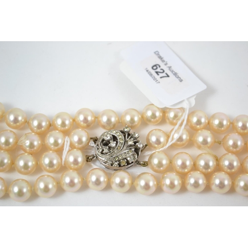 627 - Faux pearls with silver clasp