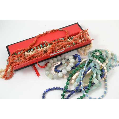 642 - Quantity of coral necklaces & Hardstone necklaces