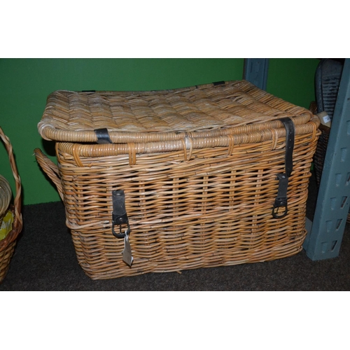 13 - Large wicker basket with leather straps