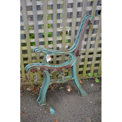 89 - 2 Pairs of green bench ends, Large & small.