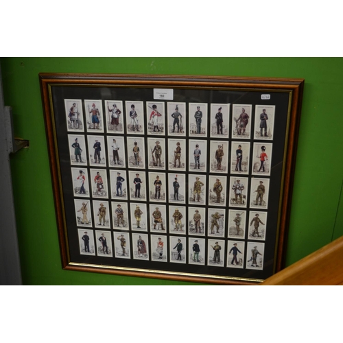 160 - Set of framed players cigarette cards, military interest