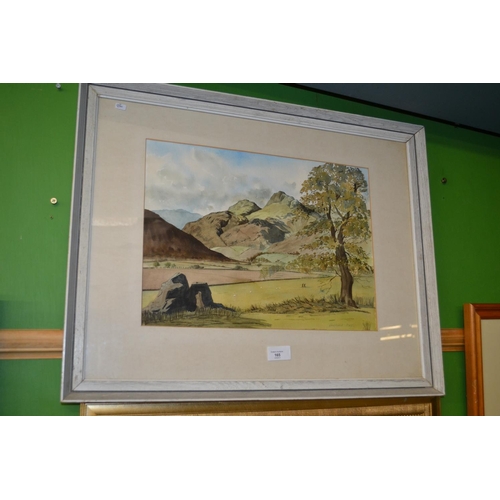 165 - Watercolour of Langdale Pikes signed Eric Jones