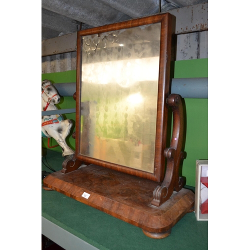 230 - Large walnut veneered Victorian swing mirror (silvering AF) H78cm