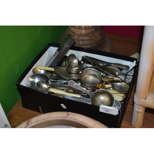 281 - Box of various flatware