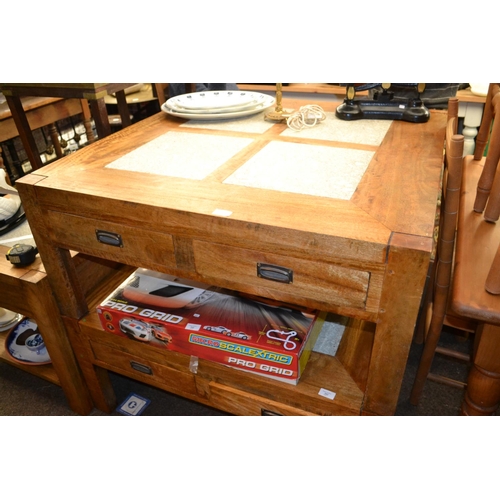 340 - Square coffee table with two drawers and inlaid panels. with option on the next