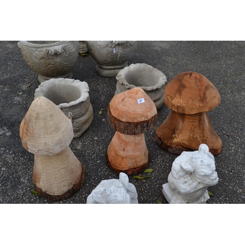 109 - Trio of rustic garden mushroom features