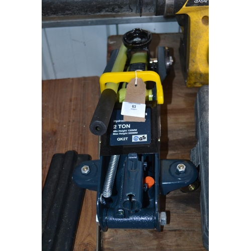 63 - Sakura hydraulic floor jack (as new)