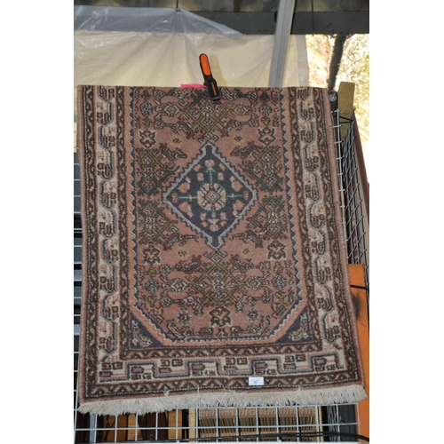 388 - Small brown Persian rug & small blue rug