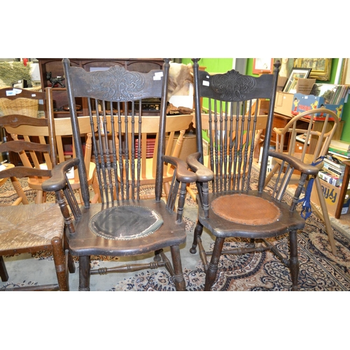 381 - Pair of stickback carver chairs (seating AF)