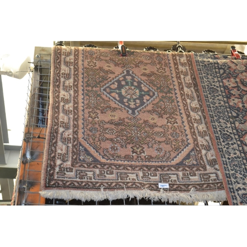 388 - Small brown Persian rug & small blue rug