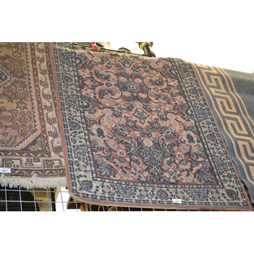 389 - Blue rug with Greek style pattern