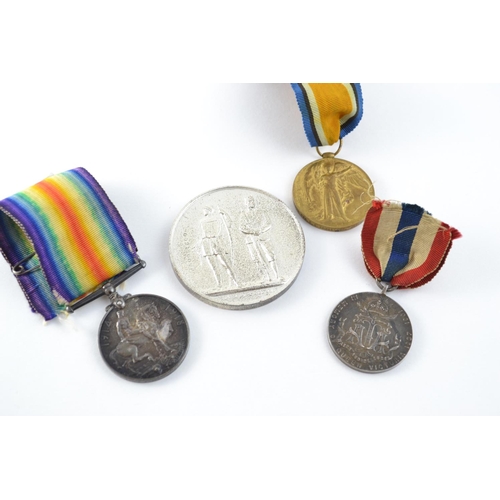 403 - WWI pair of medals, heavy medallion & 1 other.
Medals awarded to 26111 Pte R E Challoner, Ox & Bucks