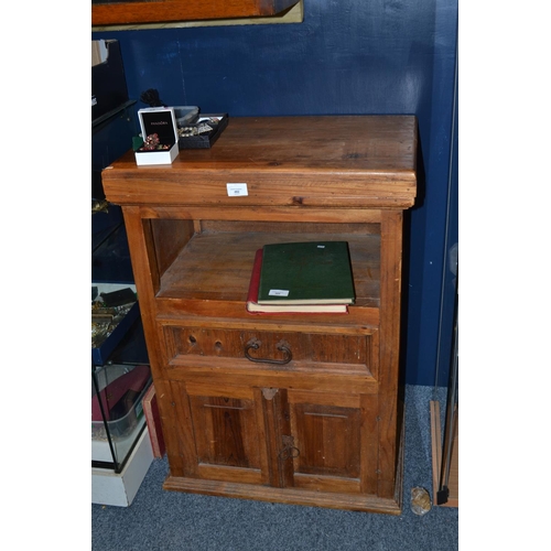 482 - Mexican pine unit with shelf drawer & cupboard