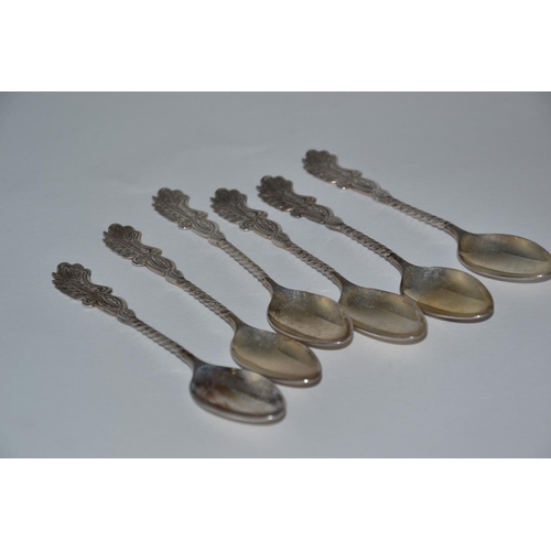 587 - Set of 6 Silver far eastern coffee spoons