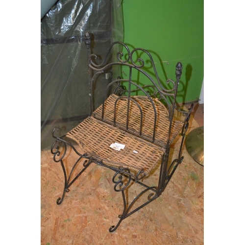 215 - Metal & cane magazine rack