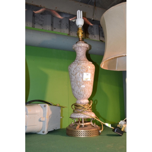 246 - Glass & metal vase lamp, 53cm high