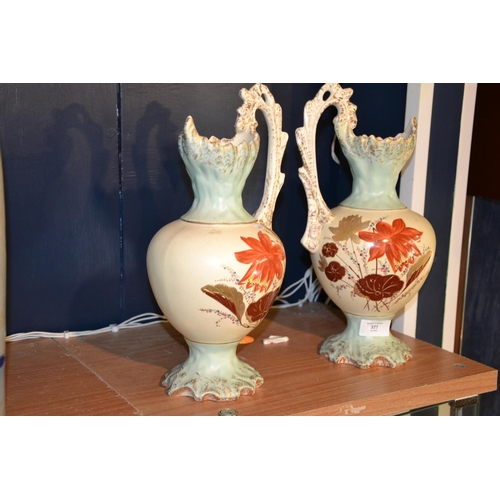 285 - Pair of Victorian Staffordshire ewer jugs