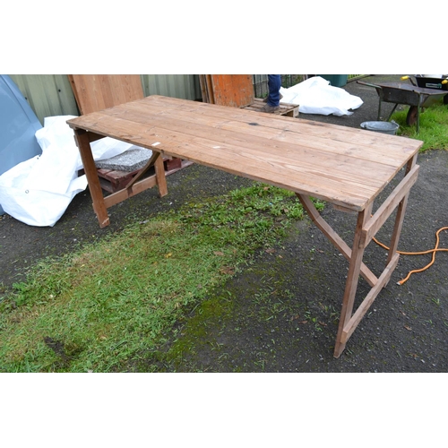 107 - Folding wooden based trestle table