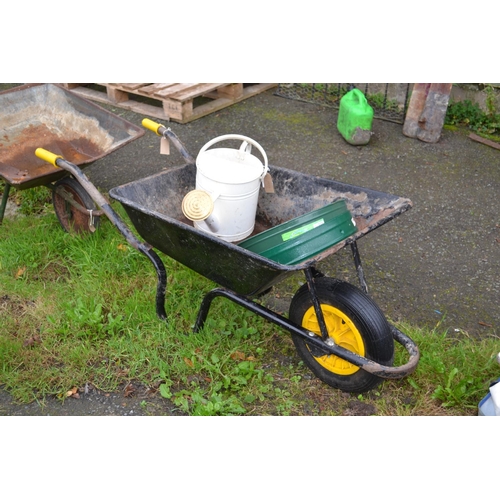 126 - Gardeners wheelbarrow, watering can & soil sifter