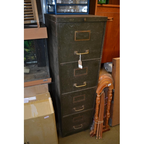 15 - Vintage industrial green filing cabinet with 4 drawers