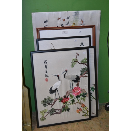 188 - 5 Japanese embroideries on silk