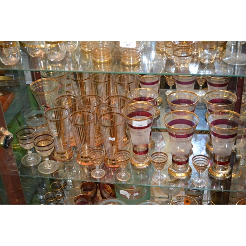 202 - All Czechoslovakian on shelf, inc. Sherry glasses