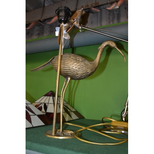 245 - Brass stork lamp