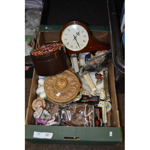 316 - Box of assorted clock and Figurines