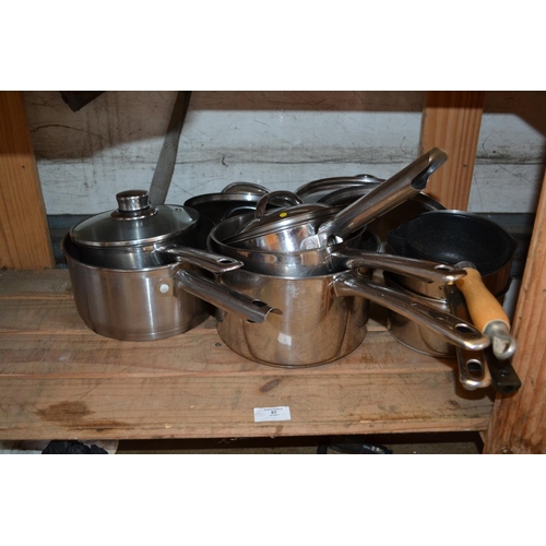 57 - Qty of stainless steel pans & lids