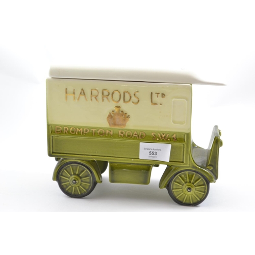 553 - Harrods Of London Ceramic Cart Biscuit Barrell