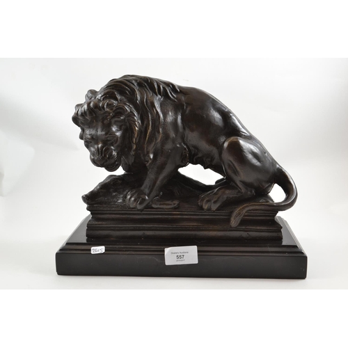 557 - Bronzed Victorian Style Lion on Slate Base