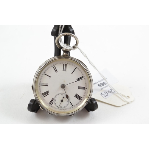 596 - HM 935 Silver keyless pocket watch