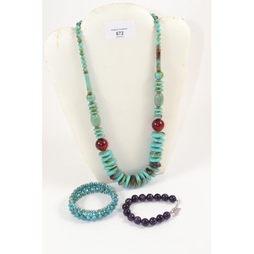 672 - Turquoise Necklace and bracelet etc.