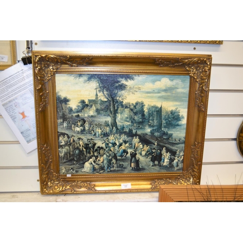 717 - Gilt Framed Oilograph of a Dancing Festival Scene