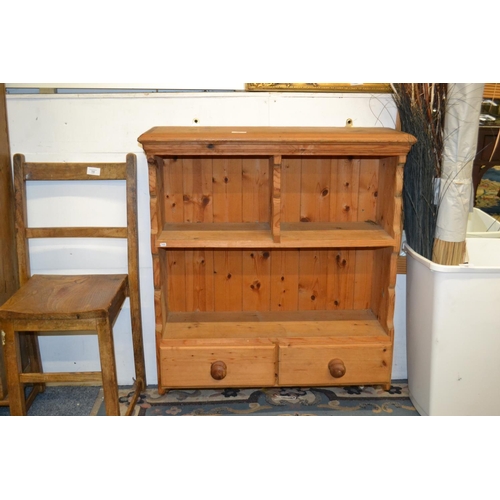 723 - Pine Wall Mounted Kitchen Shelf Unit with Drawers H33