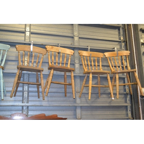 727 - Set of 4  Contemporary Spindle Backed Kitchen Chairs (1 a/f)