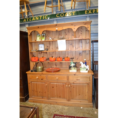 737 - Large Pine Farmhouse Dresser with 3 Cupboards, 3 Drawers and 3 Shelves W65