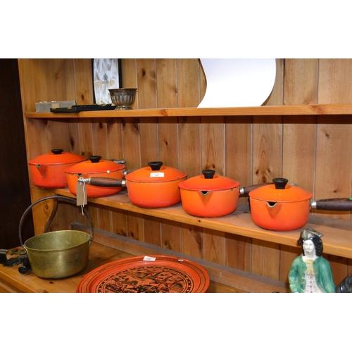 740 - Set of 5 Le Creuset Graduated Orange Sauce Pans