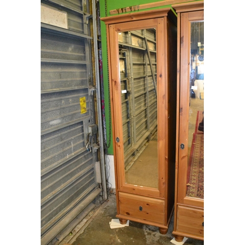 748 - Slimline Contemporary Mirror fronted Pine Wardrobe H 72