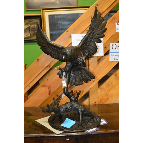 753 - Bronze Large Figure of an Eagle Owl Signed Moigniez