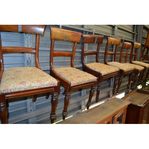 813 - Six early C20 mahogany dining chairs with upholstered seats