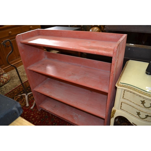 792 - Solid Pine Red Bookcase (Good For Painting)